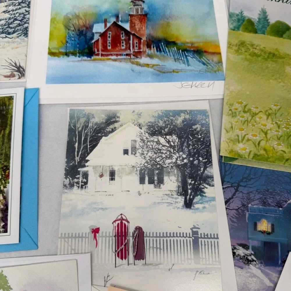 Greeting Cards Mixed LOT of Assorted Scenic Landscape Winter Art Stationary